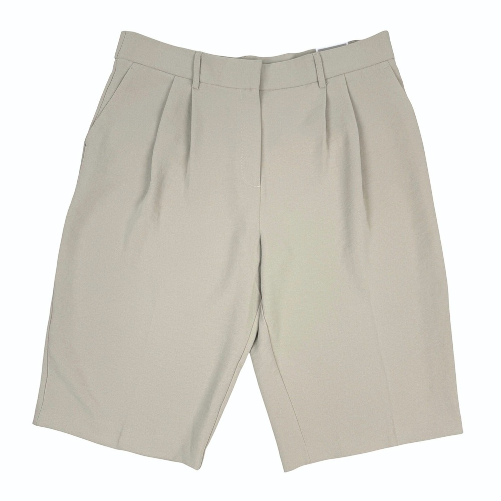 AUTRES FILLES Anthro NWT Culottes Beige Pleated High Rise Bermuda Shorts‎ XL